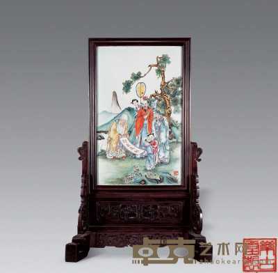民国 粉彩福星高照图瓷板 54×33.5cm